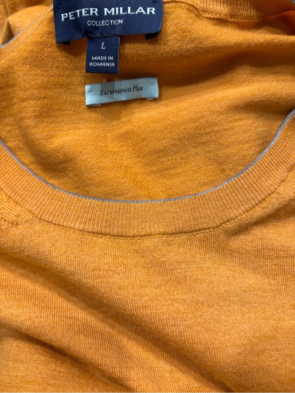 Peter Millar Crewneck Sweater pullover excursionist flex L yellow mustard